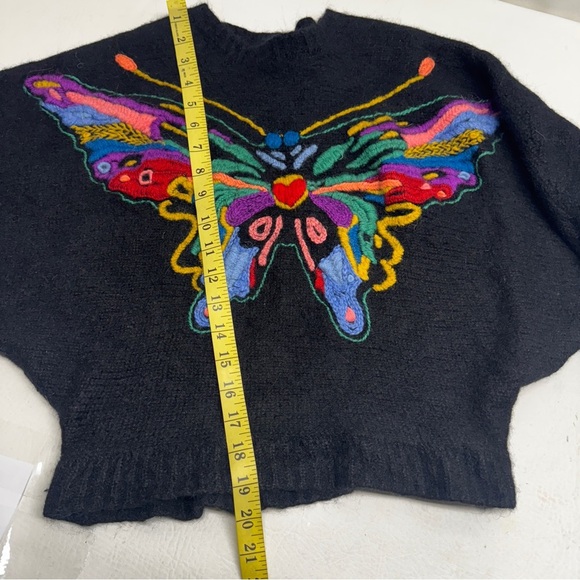 MOTHER THE BATWINGS PULLOVER Colorful croppButterfly Embroidered Sweater SZ XS/S - Picture 6 of 12